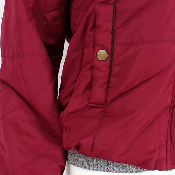 Burgundy Grey Jersey Hooded Padded Jacket - Picture 6 of 11